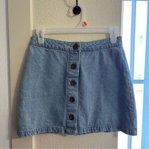 Denim Button-Front Skirt